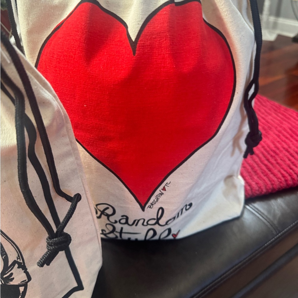 Brighton Heart and Shoe Print Drawstring Bags - Red, Black, White - Picture 4 of 6